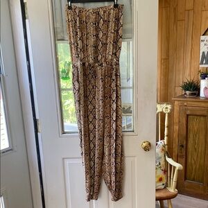 Blue Island Brown Snakeskin Jumpsuit